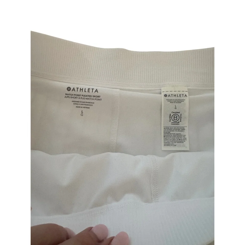 Athleta Match Point Pleated Skort White Lightweight Stretch Size L NWT - Picture 4 of 4